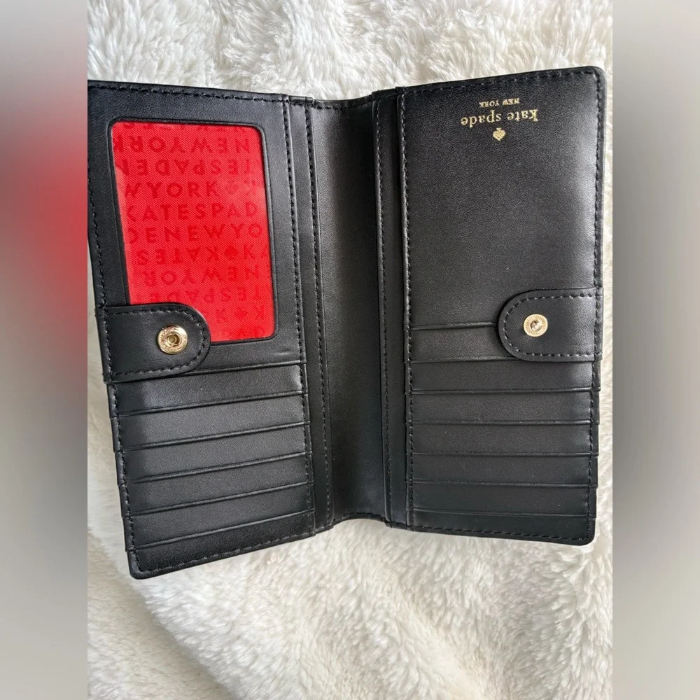 Black Polka Dot Zip Wallet by Kate Spade New York - Picture 3 of 8